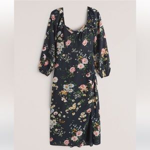 NWT Abercrombie & Fitch Long Sleeve Draped Skirt Midi Dress